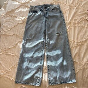 Sincerely Jules Women’s Light Wash Wide Leg Light Distressed Jeans